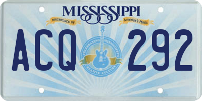 MS license plate ACQ292