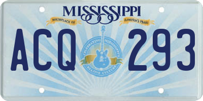 MS license plate ACQ293