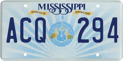 MS license plate ACQ294