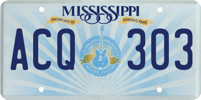 MS license plate ACQ303