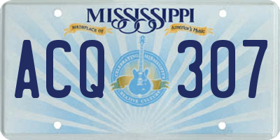 MS license plate ACQ307