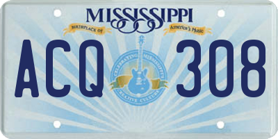 MS license plate ACQ308