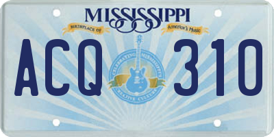 MS license plate ACQ310