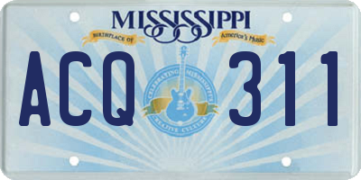MS license plate ACQ311