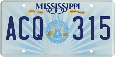 MS license plate ACQ315