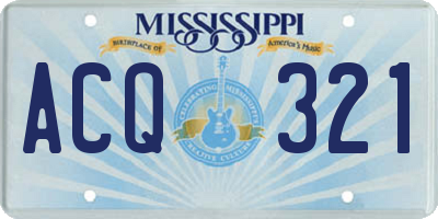 MS license plate ACQ321