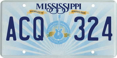 MS license plate ACQ324
