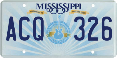 MS license plate ACQ326