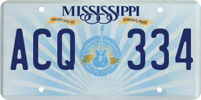 MS license plate ACQ334