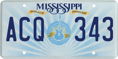 MS license plate ACQ343