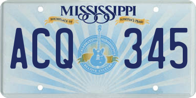 MS license plate ACQ345