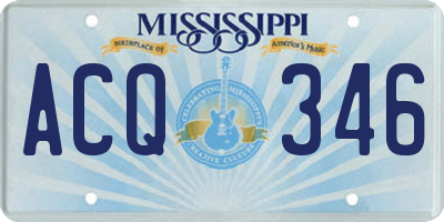 MS license plate ACQ346