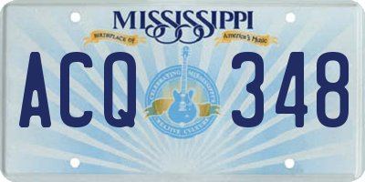 MS license plate ACQ348