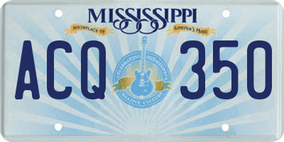 MS license plate ACQ350