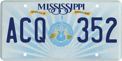MS license plate ACQ352