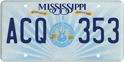 MS license plate ACQ353