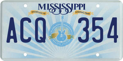 MS license plate ACQ354