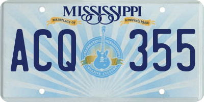 MS license plate ACQ355