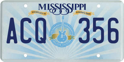 MS license plate ACQ356