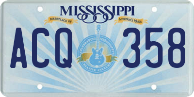 MS license plate ACQ358