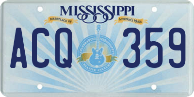 MS license plate ACQ359
