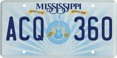 MS license plate ACQ360