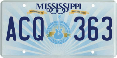MS license plate ACQ363