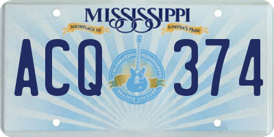 MS license plate ACQ374