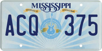 MS license plate ACQ375