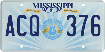 MS license plate ACQ376
