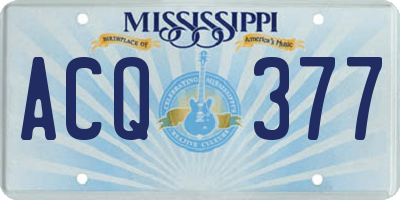 MS license plate ACQ377