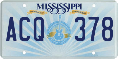 MS license plate ACQ378