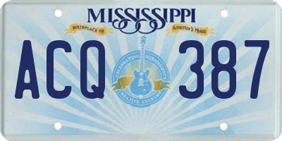 MS license plate ACQ387