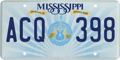 MS license plate ACQ398