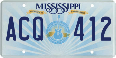 MS license plate ACQ412