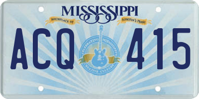 MS license plate ACQ415