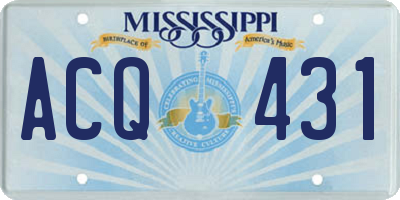 MS license plate ACQ431