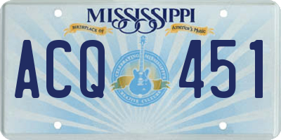 MS license plate ACQ451