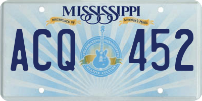 MS license plate ACQ452