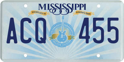MS license plate ACQ455