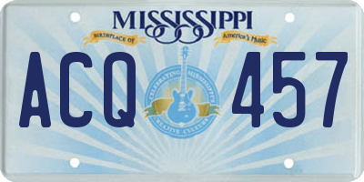 MS license plate ACQ457