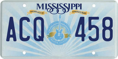 MS license plate ACQ458
