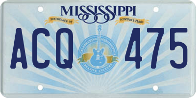 MS license plate ACQ475