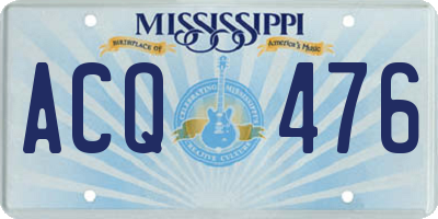 MS license plate ACQ476