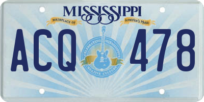 MS license plate ACQ478