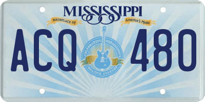 MS license plate ACQ480