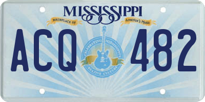 MS license plate ACQ482