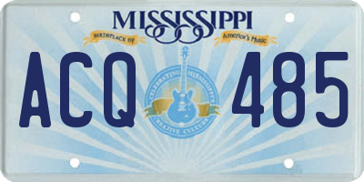 MS license plate ACQ485