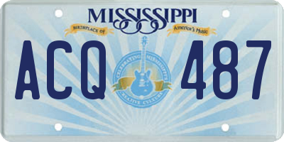 MS license plate ACQ487
