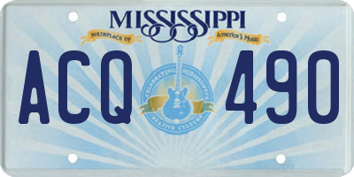 MS license plate ACQ490